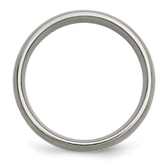 Chisel Titanium Brushed and Polished with Sterling Silver Inlay 7mm Grooved Band