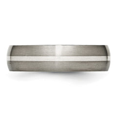 Chisel Titanium Brushed with Sterling Silver Inlay 6mm Band