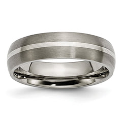 Chisel Titanium Brushed with Sterling Silver Inlay 6mm Band