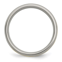 Chisel Titanium Brushed with 14k Gold Inlay 6mm Grooved Band