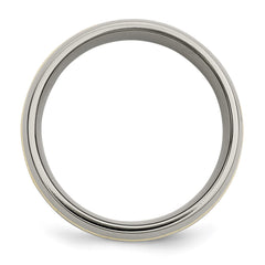 Chisel Titanium Polished with 14k Gold Inlay 10mm Band
