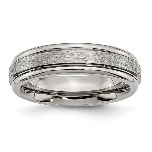 TB14_CH Chisel Titanium Brushed and Polished 6mm Grooved Edge Band