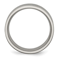 Chisel Titanium Brushed Black Enamel Grooved 7mm Flat Band