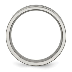 Chisel Titanium Polished Black Enamel Grooved 8mm Flat Band