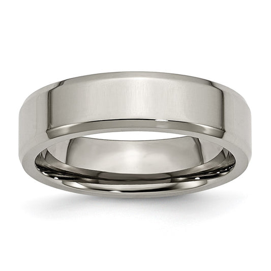 Chisel Titanium Polished 6mm Beveled Edge Band