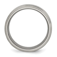 Chisel Titanium Brushed Center 8mm Double Step Ridged Edge Band