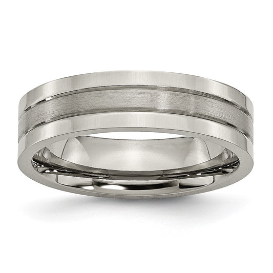 Chisel Titanium Brushed and Polished 6mm Grooved Band