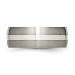 Chisel Titanium Brushed with Sterling Silver Inlay 8mm Band