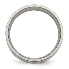 Chisel Titanium Polished with 14k Gold Inlay 8mm Flat Band