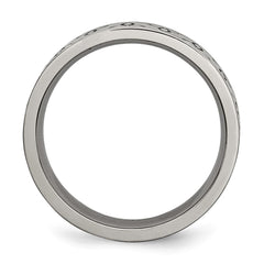 Chisel Titanium Brushed 6mm Trinity Symbol Flat Band