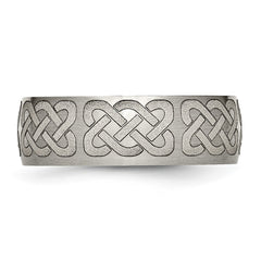 Chisel Titanium Brushed Celtic Laser Design 8mm Band