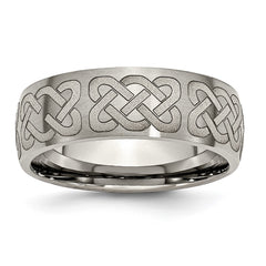Chisel Titanium Brushed Celtic Laser Design 8mm Band