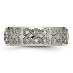 Chisel Titanium Polished Celtic Laser Design 8mm Band