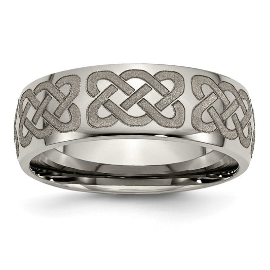 Chisel Titanium Polished Celtic Laser Design 8mm Band