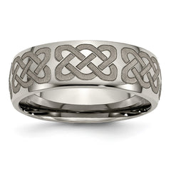 Chisel Titanium Polished Celtic Laser Design 8mm Band