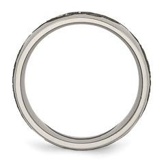 Chisel Titanium Polished Cross with Flames Laser Design 8mm Band