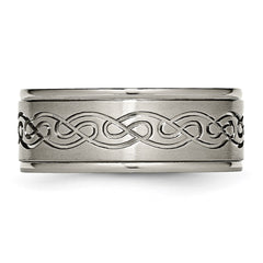 Chisel Titanium Brushed Center 9mm Scroll Design Band