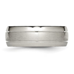 Chisel Titanium Brushed and Polished 8mm Grooved Band