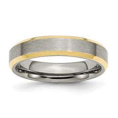 Chisel Titanium Brushed Yellow IP-plated 5mm Beveled Edge Band
