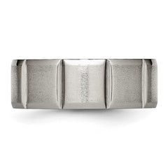 Chisel Titanium Satin and Polished 8mm Grooved Band