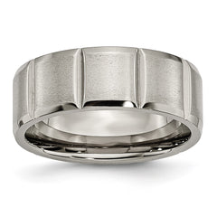 Chisel Titanium Satin and Polished 8mm Grooved Band
