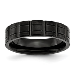 Chisel Titanium Brushed and Polished Black IP-plated 6mm Notched Band