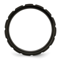 Chisel Titanium Brushed and Polished Black IP-plated 8mm Notched Band