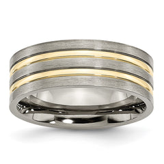 Chisel Titanium Brushed Yellow IP-plated 8mm Grooved Band