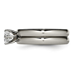 Chisel Titanium Polished with CZ Ring