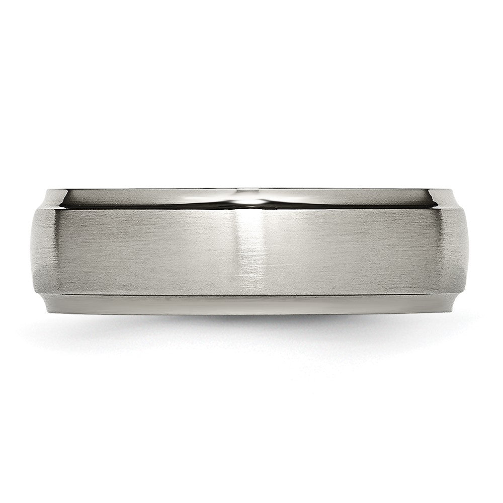 TB37_CH Chisel Titanium Brushed Center 7mm Ridged Edge Band