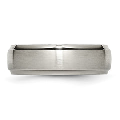 TB37_CH Chisel Titanium Brushed Center 7mm Ridged Edge Band