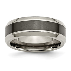 Chisel Titanium Polished with Black Ceramic Center 8mm Beveled Band