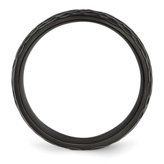 Chisel Titanium Brushed and Polished Hammered Black IP-plated 8mm Band