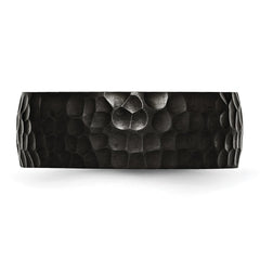 Chisel Titanium Brushed and Polished Hammered Black IP-plated 8mm Band