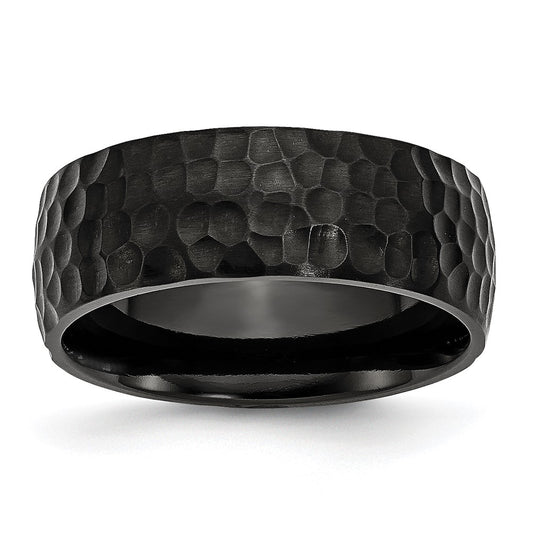 Chisel Titanium Brushed and Polished Hammered Black IP-plated 8mm Band