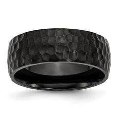 Chisel Titanium Brushed and Polished Hammered Black IP-plated 8mm Band