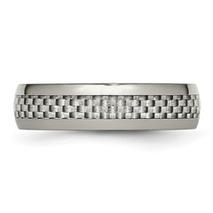 Chisel Titanium Polished with Grey Carbon Fiber Inlay 6mm Band
