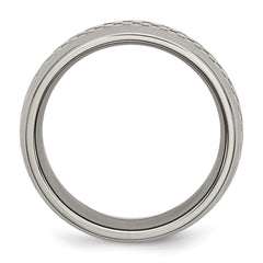 Chisel Titanium Polished with Grey Carbon Fiber Inlay 8mm Band