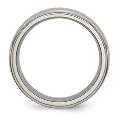 Chisel Titanium Brushed Center 8mm Ridged Edge Band