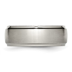 Chisel Titanium Brushed Center 8mm Ridged Edge Band