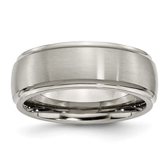 Chisel Titanium Brushed Center 8mm Ridged Edge Band