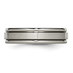 Chisel Titanium Satin and Polished 6mm Grooved Edge Band