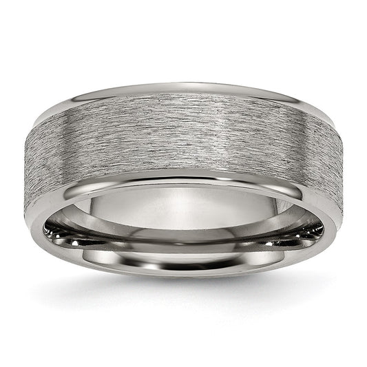 Chisel Titanium Brushed Center 8mm Ridged Edge Band
