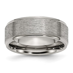 Chisel Titanium Brushed Center 8mm Ridged Edge Band