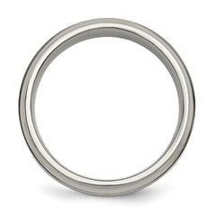 Chisel Titanium Polished 1/5 Carat Diamond Ridged Edge 7mm Band
