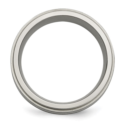 Chisel Titanium Brushed Polished and Enameled 1/2 Carat Diamond 9mm Band