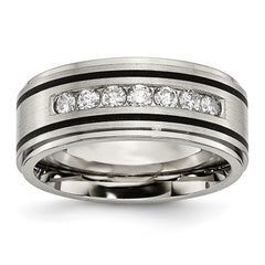 Chisel Titanium Brushed Polished and Enameled 1/2 Carat Diamond 9mm Band