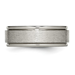 Chisel Titanium Brushed Center 8mm Ridged Edge Band