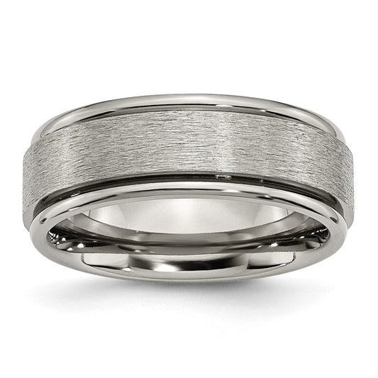 Chisel Titanium Brushed Center 8mm Ridged Edge Band