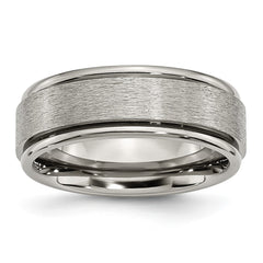 Chisel Titanium Brushed Center 8mm Ridged Edge Band